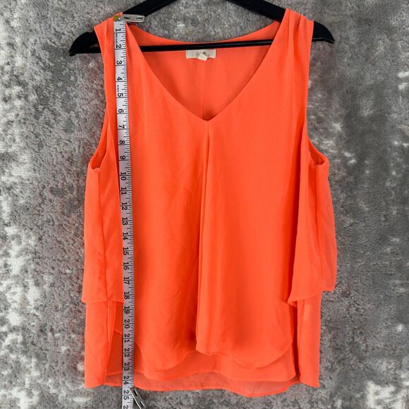 E Hanger M Sz L Peachy Orange Sleeveless Layer Blouse Spring Summer Lightweight - Picture 2 of 7